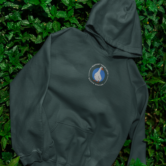 Oatmeal Support Your Local Quack Dealer Embroidered Center Chest Unisex Oversized Hoodie