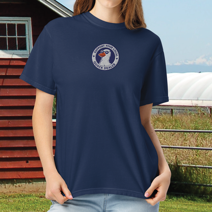 Support Your Local Quack Dealer Embroidered Unisex Garment-Dyed Heavyweight T-shirt