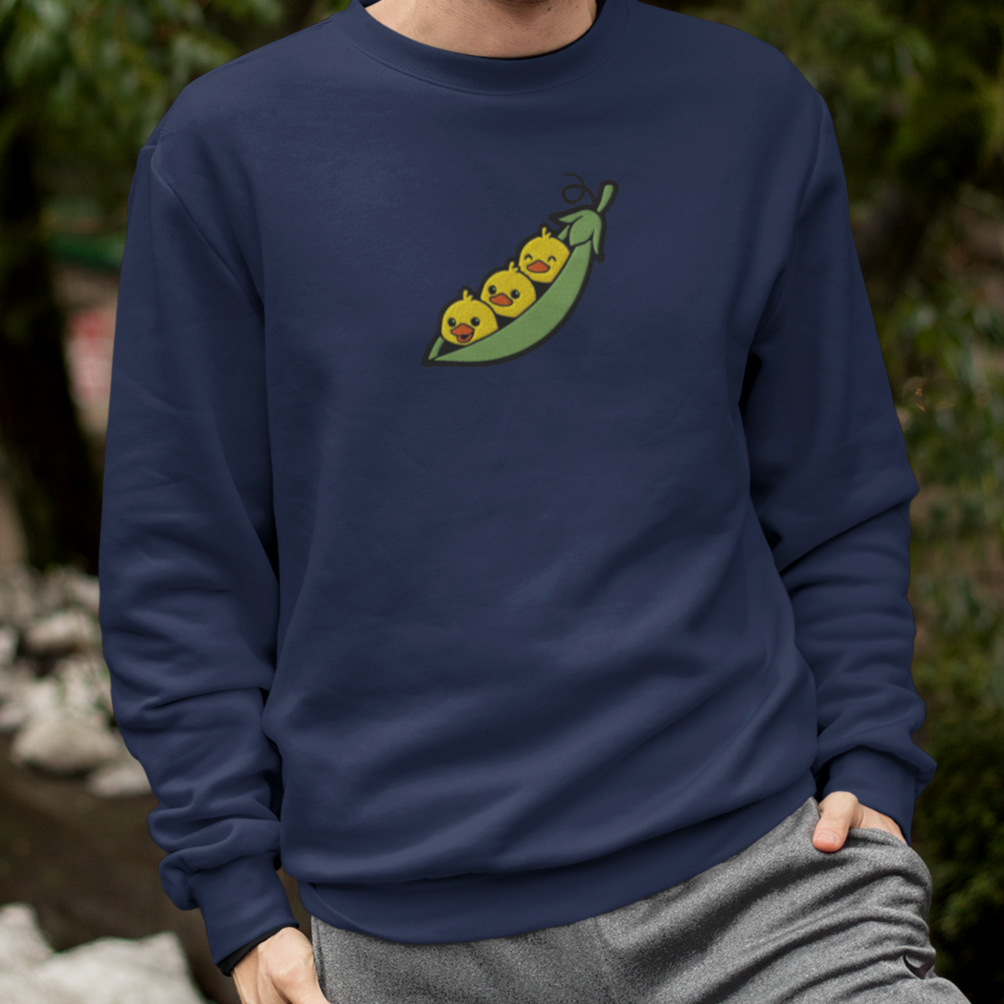 Peapod Embroidered Unisex Garment-Dyed Sweatshirt