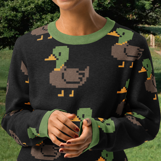 Ducks Are Friends Knitted Crew Neck Sweater