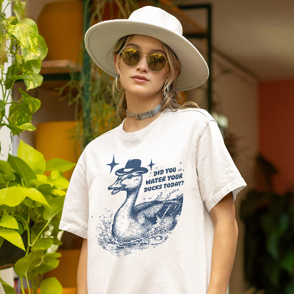 Did You Water Your Ducks Today? Unisex Oversized Boxy Tee