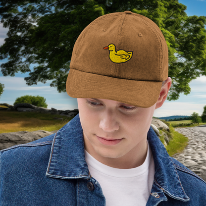 Duck Embroidered Corduroy Hat
