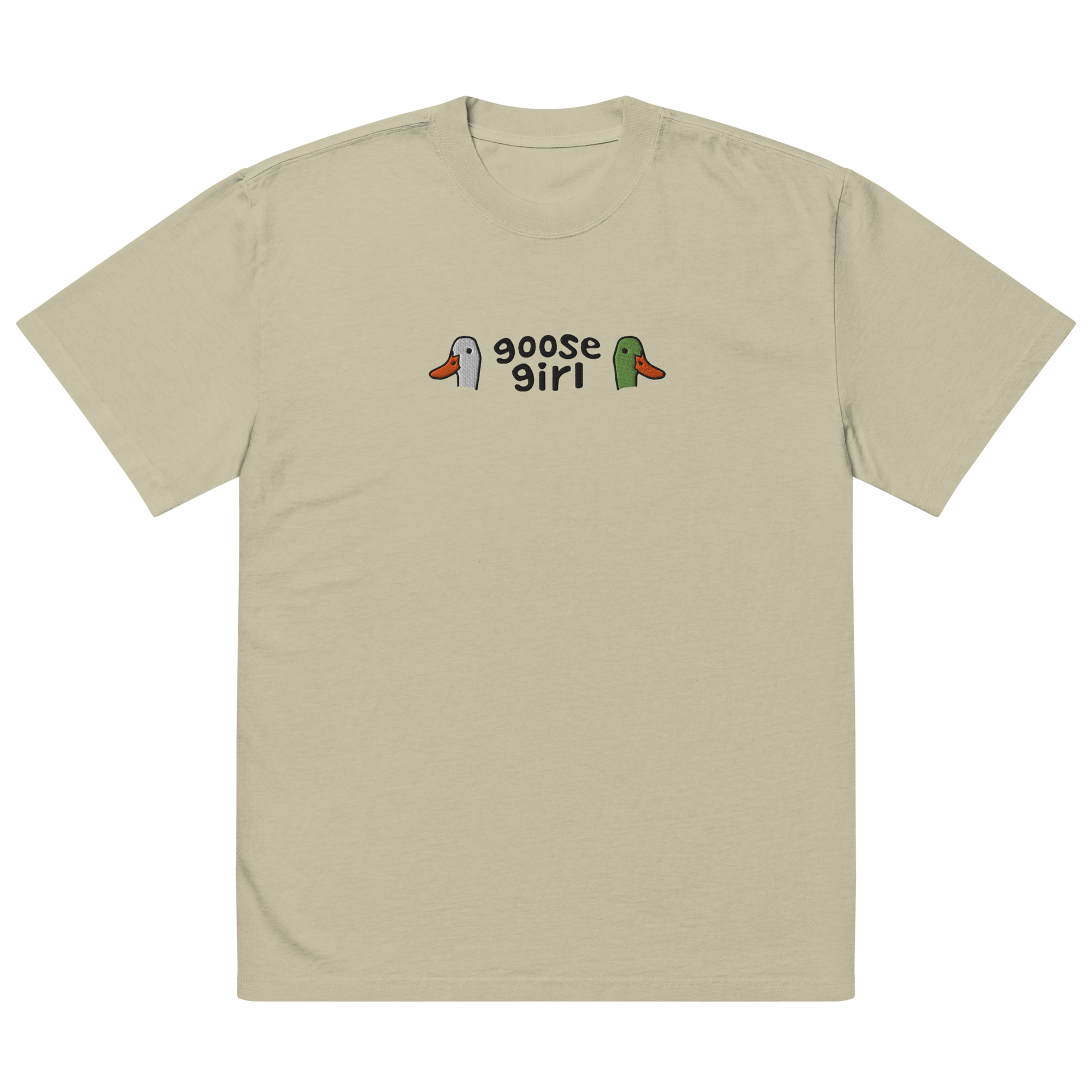 Goose Girl Embroidered Oversized Faded T-shirt – CHEESE AND